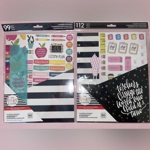 The Happy Planner Set of 2 Teacher's Gonna Teach Big Accessory Pack 211 Stic NEW